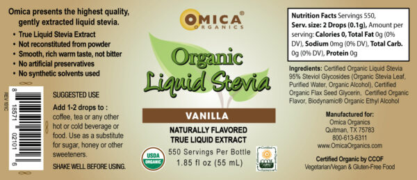 Liquid Stevia - Vanilla, Organic (1.85 fl oz) 2