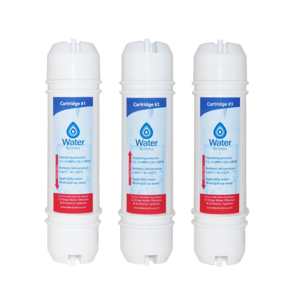 Water By Omica 12 Stage Water Filter & Activation System Replacement Cartridges 1-3 & 6 2