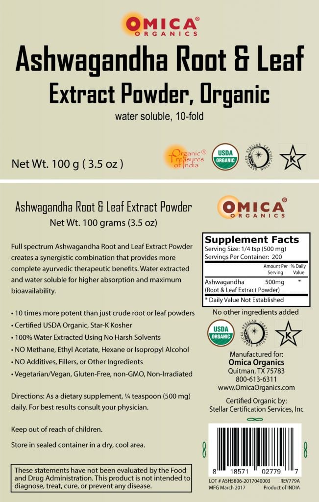 Ashwagandha Root Extract Powder, Organic, Kosher (50 g, 100 g) 3