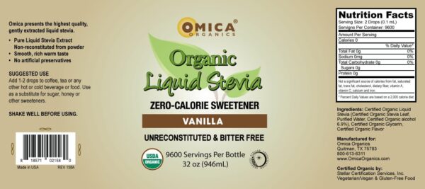Liquid Stevia - Vanilla, Organic (32 fl oz) ** 2