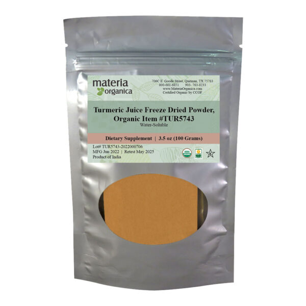 Turmeric Juice Freeze Dried Powder, Organic Item # TUR5743 (3.5 oz / 100 g) 1
