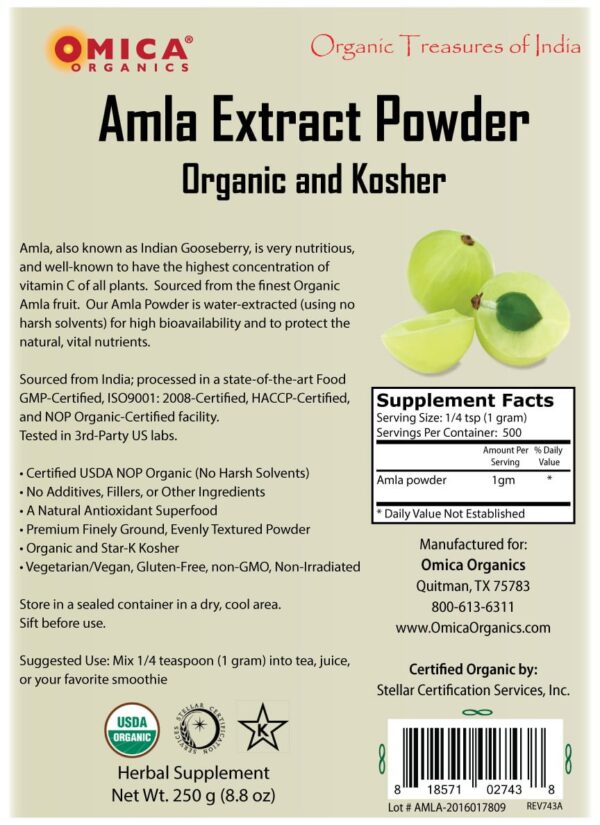 Amla Extract Powder, Organic, Kosher (500 g - 1 k) bulk 2