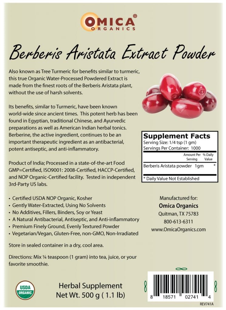 Berberis Aristata Extract Powder, Organic (500 g / 1.1 lb) bulk 3