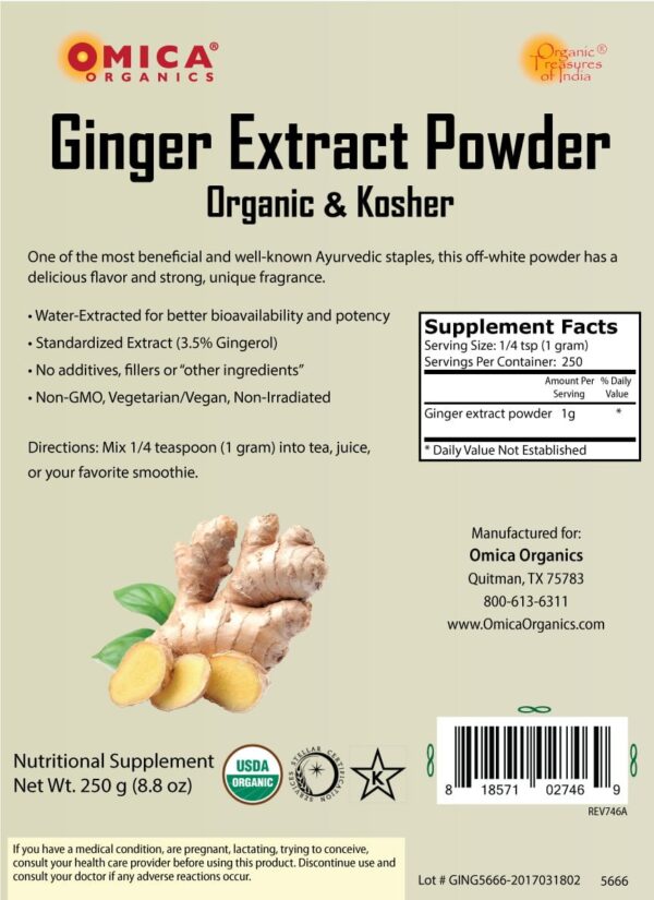 Ginger Extract Powder - 3.5% Gingerol, Organic and Kosher (250 g - 1 kg) bulk 2