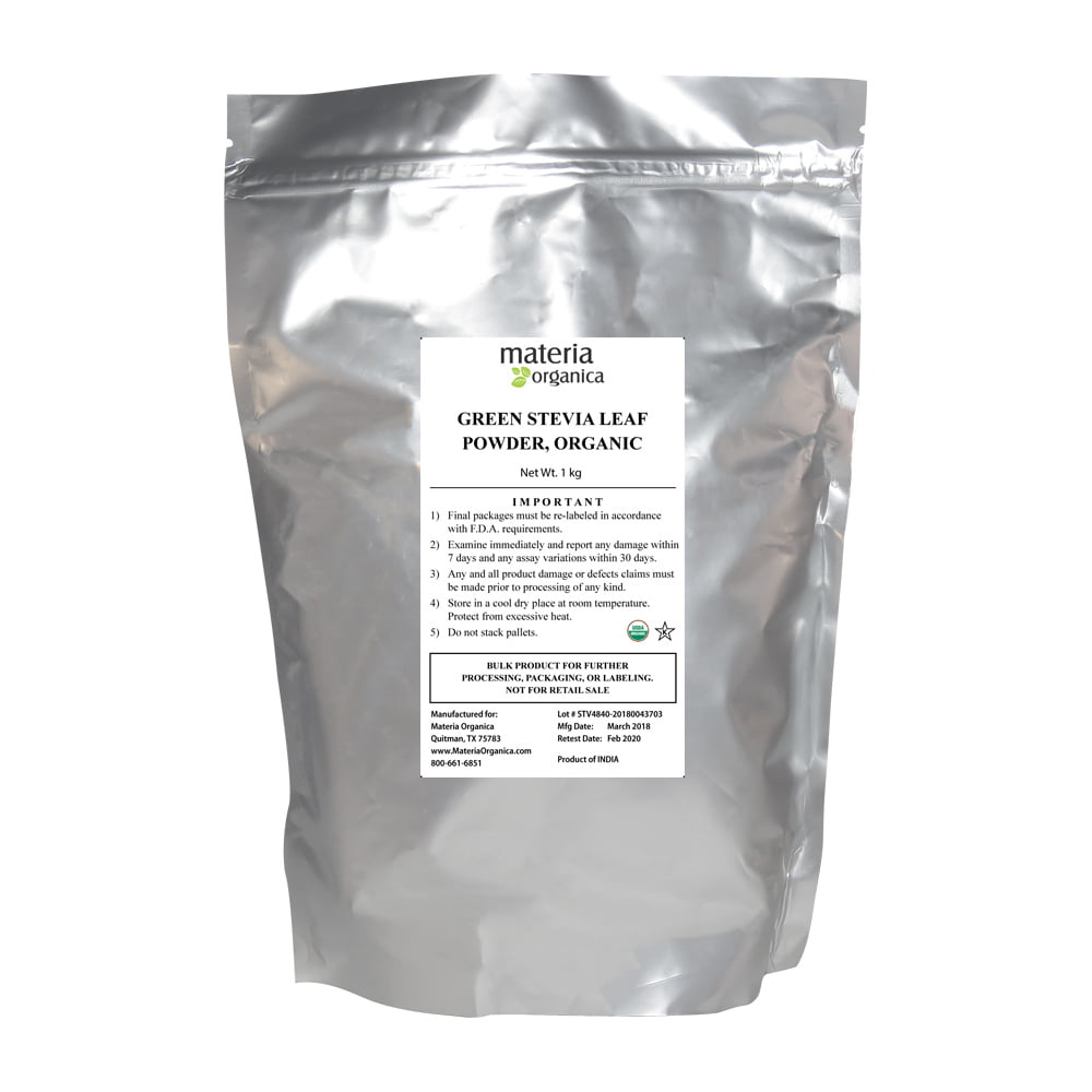 Green Leaf Stevia Powder, Organic, Kosher (1 kg / 2.2 lb) bulk 3