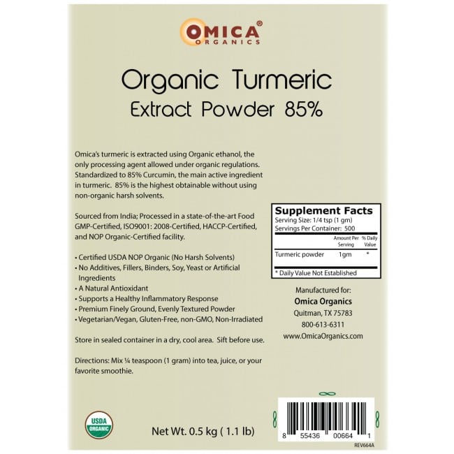 Turmeric Extract Powder 85%, Organic (1 kg, 2.2 lb) bulk 3