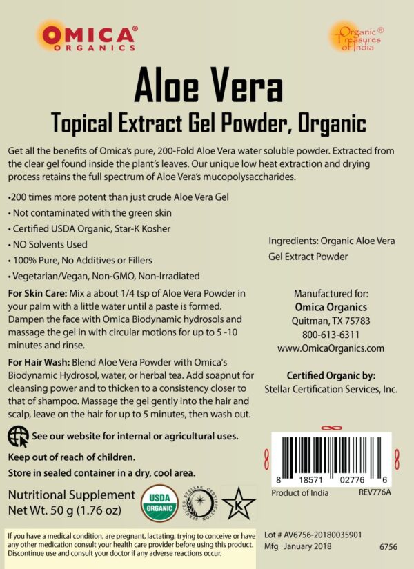 Aloe Vera Extract Gel Powder, Organic (50 g / 1.7 oz) 2