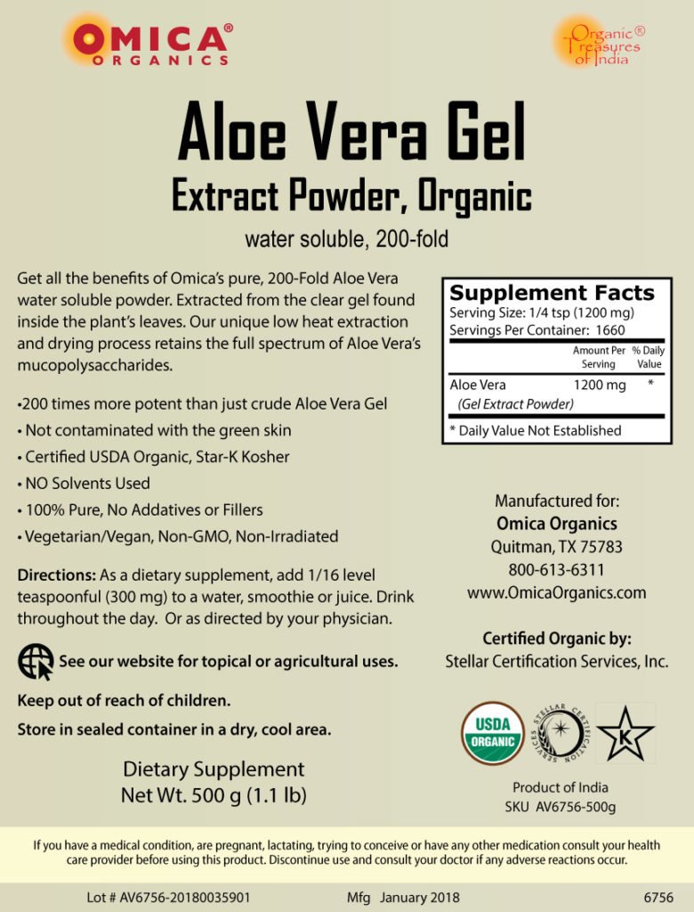 Aloe Vera Extract Gel Powder, Organic (250g, 500g, 1k) bulk 3