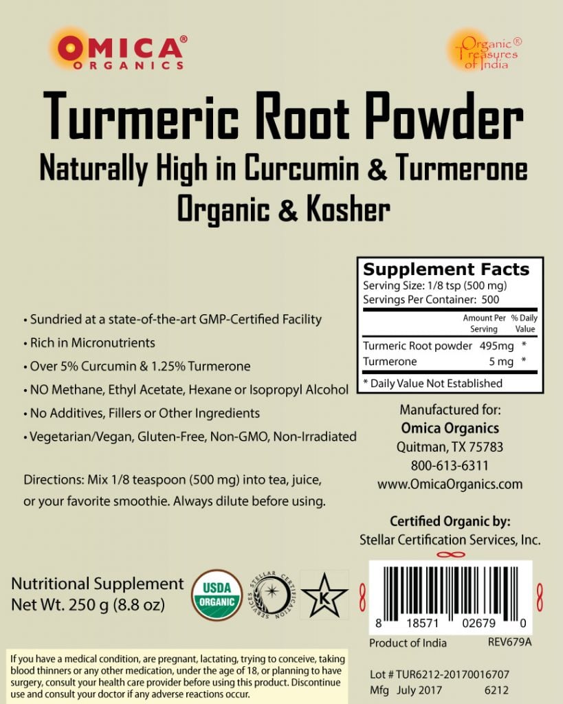 Turmeric Root Powder, Naturally High in Curcumin and Turmerone, Organic, Kosher (250 g / 8.8 oz) bulk 3