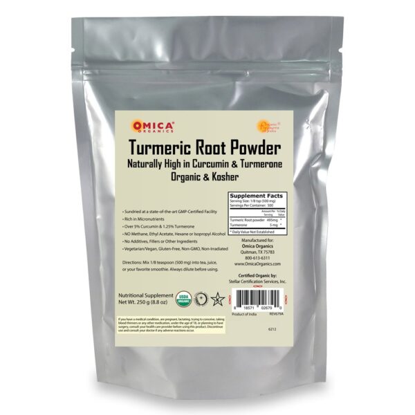Turmeric Root Powder, Naturally High in Curcumin and Turmerone, Organic, Kosher (250 g / 8.8 oz) bulk 1