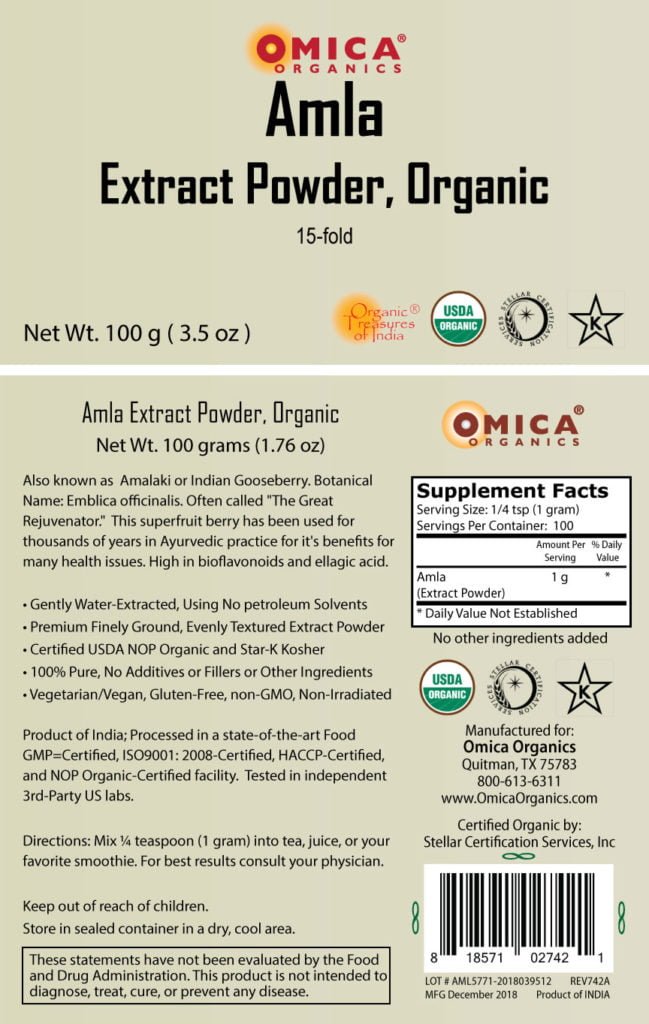 Amla Extract Powder, 18% Vitamin C, Organic Item #AML10262 (1.76 oz / 50 g) 3