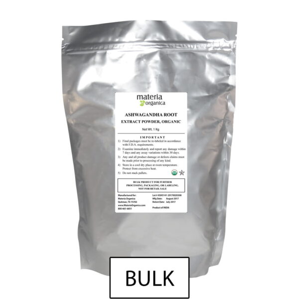 Ashwagandha Root Extract Powder, Organic Item #ASH5141 (1 kg / 2.2 lb) bulk 1