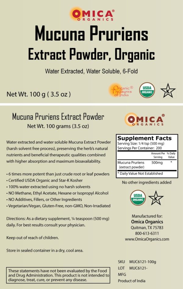 Mucuna Pruriens Extract Powder, Organic, Kosher (100 g / 3.5 oz) 2