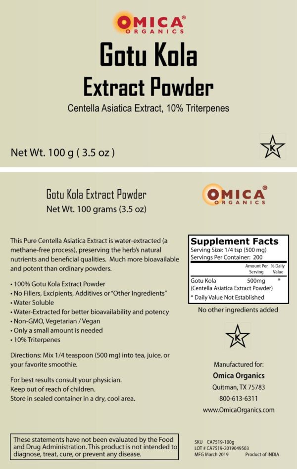 Gotu Kola Extract Powder (Centella Asiatica, 100 g / 3.5 oz) 2