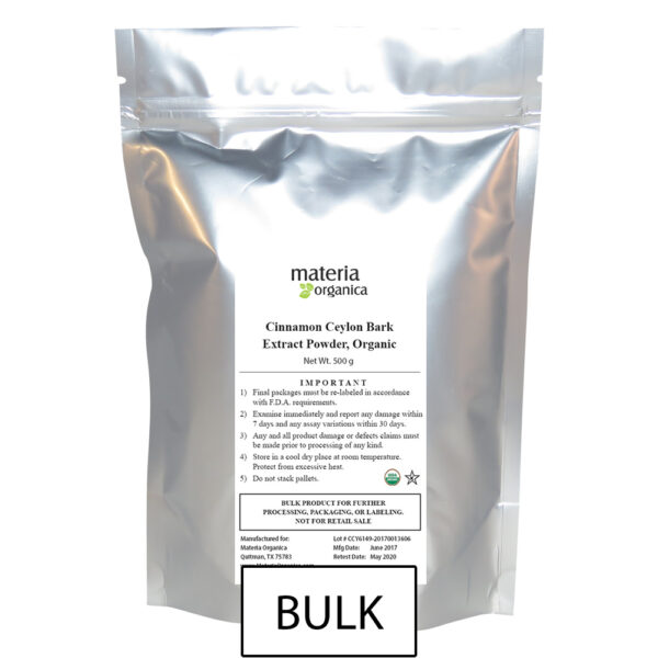 Ceylon Cinnamon Bark Extract Powder, Organic, Kosher (500 g / 1.1 lb) bulk 1