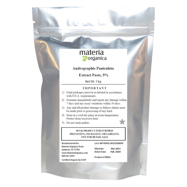 Andrographis Paniculata Extract Paste, Andrographolide 5% by HPLC, Organic, Kosher, Item #10542 (1 kg) bulk 1