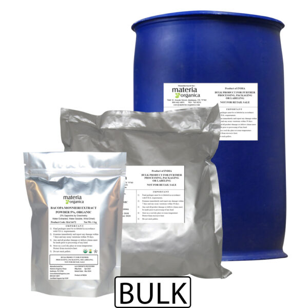 Bacopa Monnieri Extract Powder, 5% Saponins by Gravimetry, Organic Item #BAC6672 (1 kg/2.2 lb) bulk 1