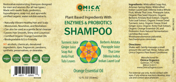 Plant Based Shampoo with Enzymes, Probiotics, and Orange Essential Oil (12 fl oz) 2