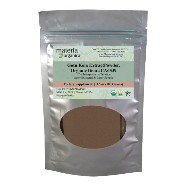 Gotu Kola Extract Powder, 10% Triterpenes by Titration, Organic Item #CA6539 (Centella Asiatica,100 g / 3.5 oz) 1
